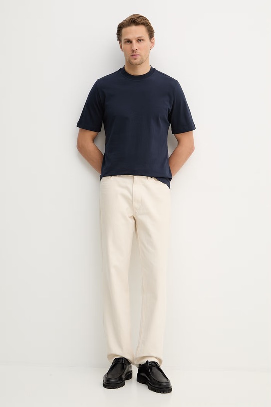 Sisley t-shirt bawełniany 3XDTS104R granatowy SS26