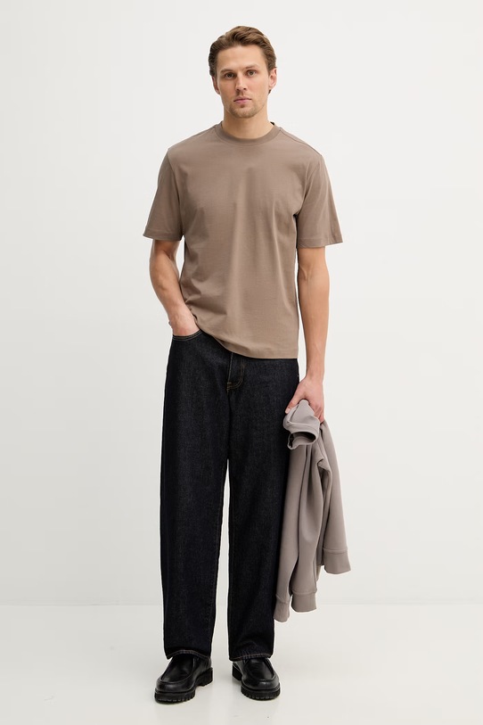 Sisley t-shirt bawełniany 3XDTS104R brązowy SS26