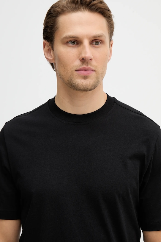 Sisley t-shirt bawełniany czarny 3XDTS104R