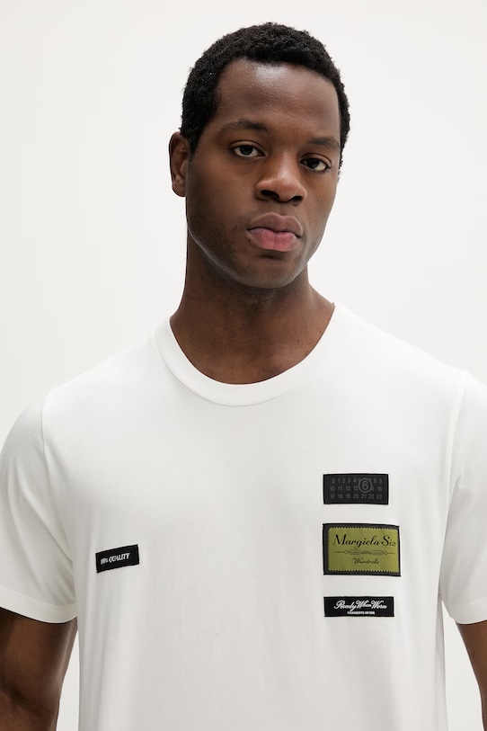 Памучна тениска MM6 Maison Margiela бежов SH0GC0069.S24311