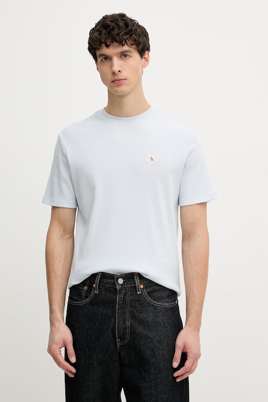 Calvin Klein Jeans t-shirt męski z bawełną niebieski LV04RD008G