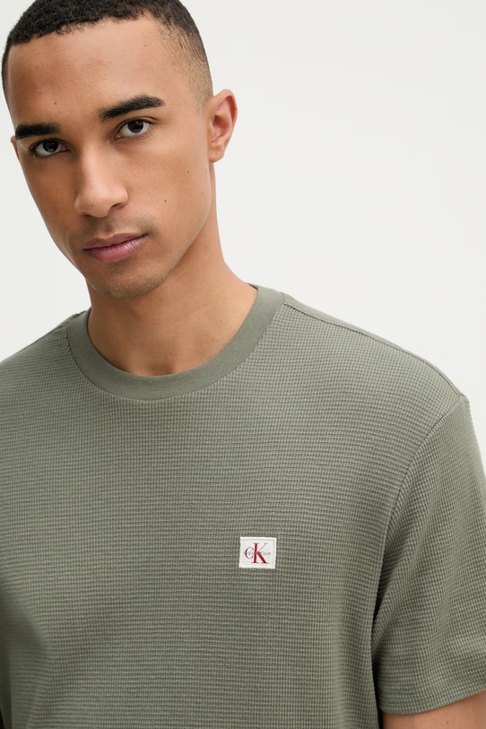 Calvin Klein Jeans t-shirt męski z bawełną zielony LV04RD008G