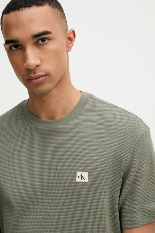 Calvin Klein Jeans t-shirt męski z bawełną zielony LV04RD008G