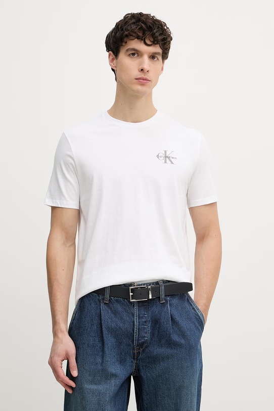 Calvin Klein Jeans t-shirt męski bawełniany biały LV04RF278G