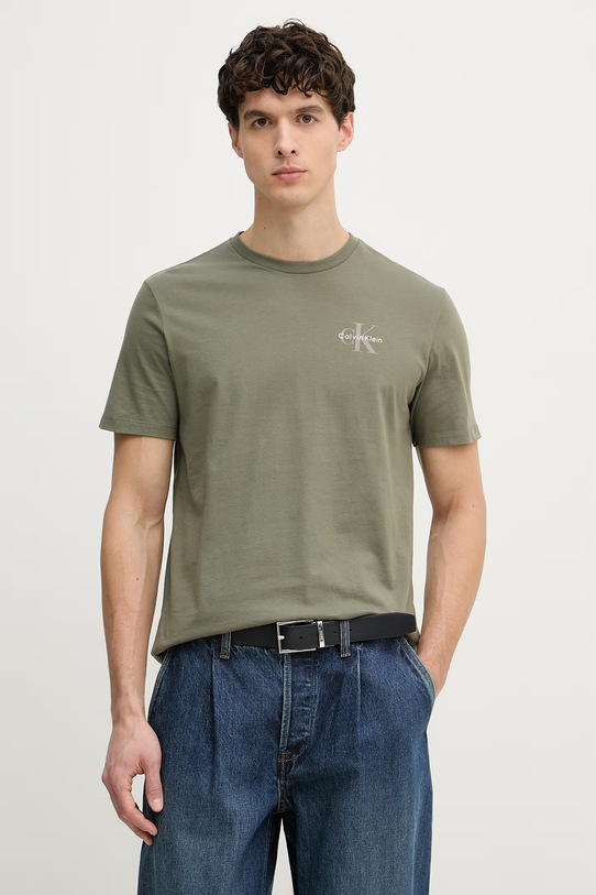 Calvin Klein Jeans tričko pánske bavlnené zelená LV04RF278G