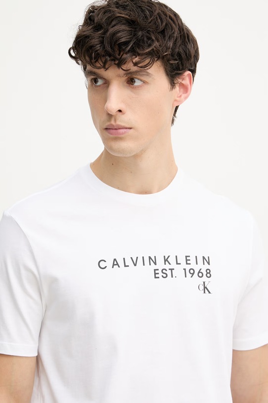 Calvin Klein Jeans t-shirt męski bawełniany biały LV04RF800G