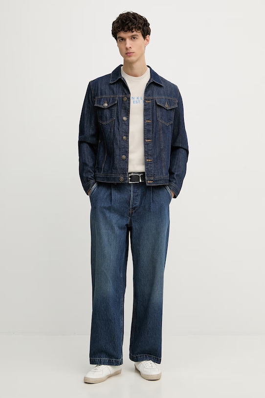 Calvin Klein Jeans t-shirt męski bawełniany LV04RF800G beżowy SS26