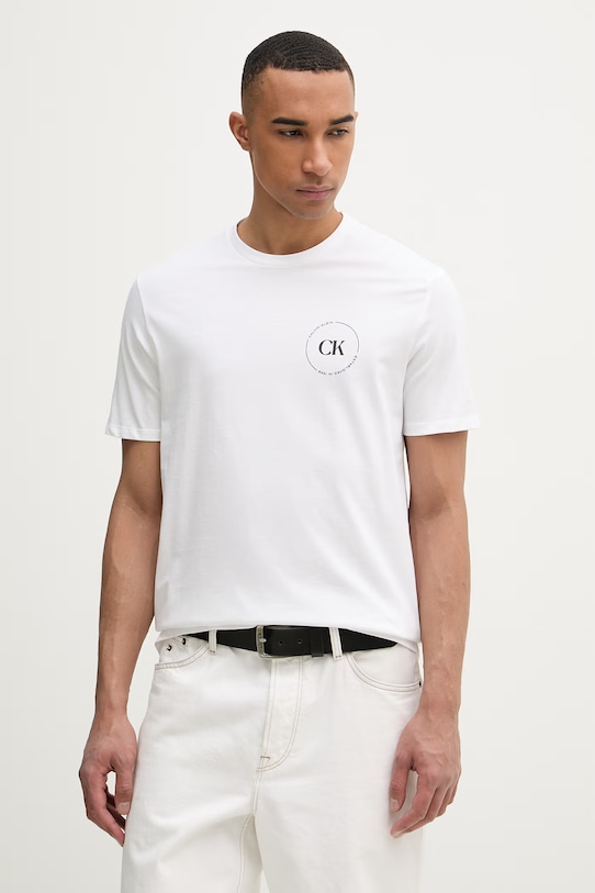 Odzież Calvin Klein Jeans t-shirt męski bawełniany LV04RF801G biały