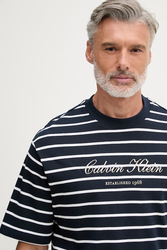 Calvin Klein Jeans kratka majica moška bombažna mornarsko modra LV04RF204G