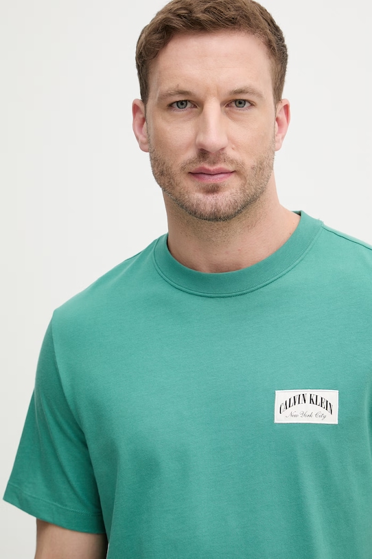 Calvin Klein Jeans t-shirt ανδρικό βαμβακερό πράσινο LV04RF294G