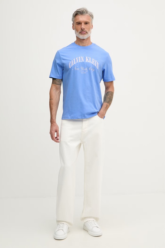 Calvin Klein Jeans tričko pánske bavlnené LV04RF820G modrá SS26