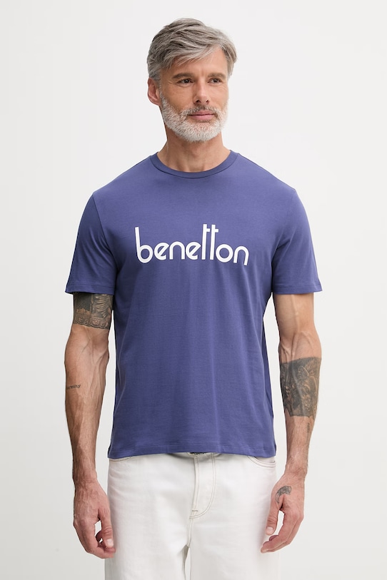 United Colors of Benetton t-shirt męski bawełniany granatowy 39VFU1096