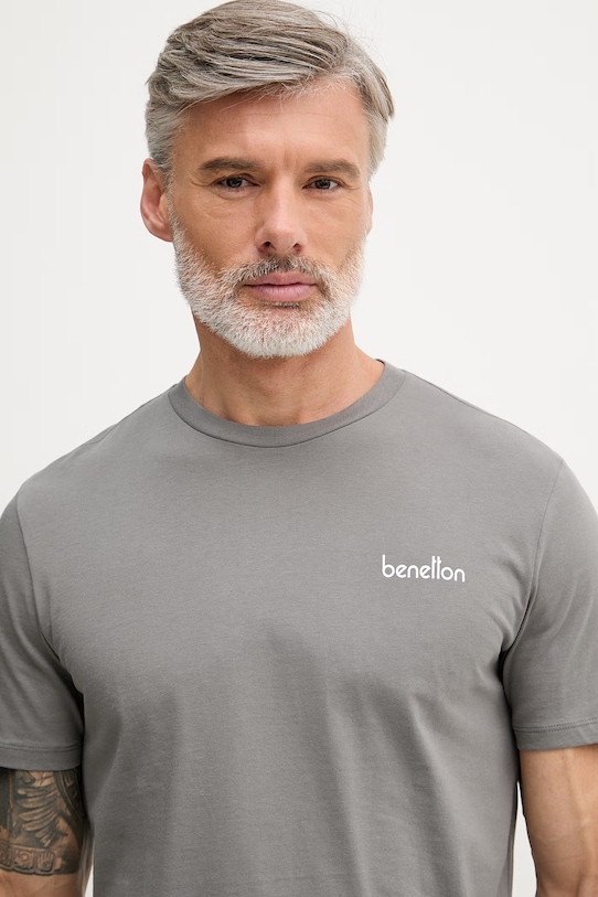 United Colors of Benetton тениска мъжка памучна сив 39VFU1096