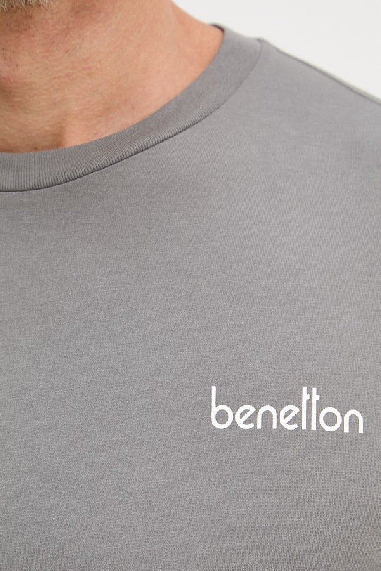 United Colors of Benetton тениска мъжка памучна 39VFU1096 сив