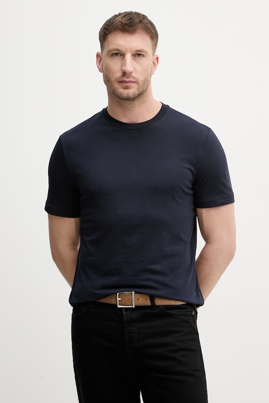 United Colors of Benetton t-shirt męski bawełniany granatowy 3H3WU10BJ