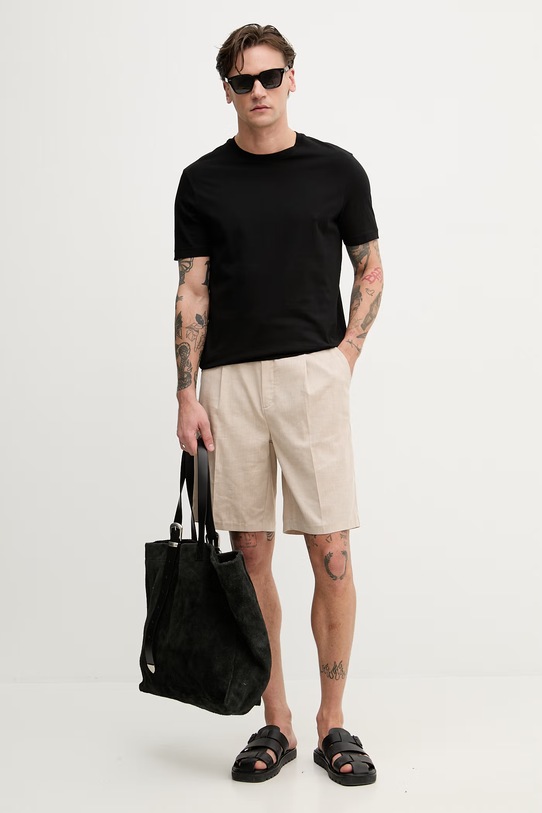 United Colors of Benetton t-shirt męski bawełniany 3H3WU10BJ czarny SS26