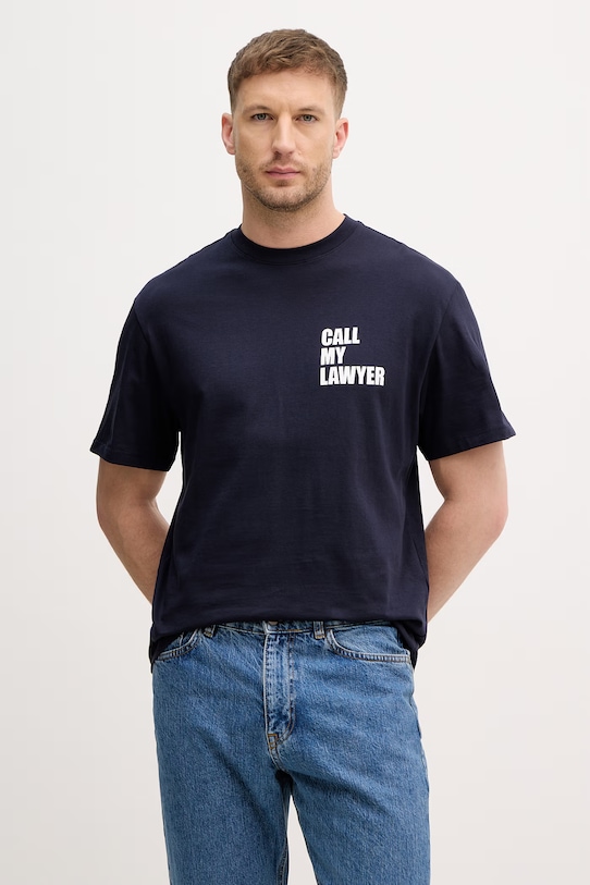 Odzież United Colors of Benetton t-shirt męski bawełniany 3MI5U10BW granatowy