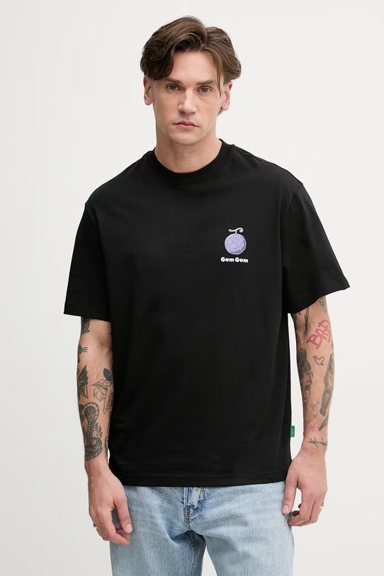 Odzież United Colors of Benetton t-shirt męski bawełniany 3MI5U10BZ czarny