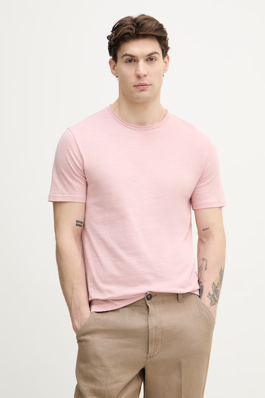 United Colors of Benetton T-shirt da uomo in cotone rosa 3N78U10C2