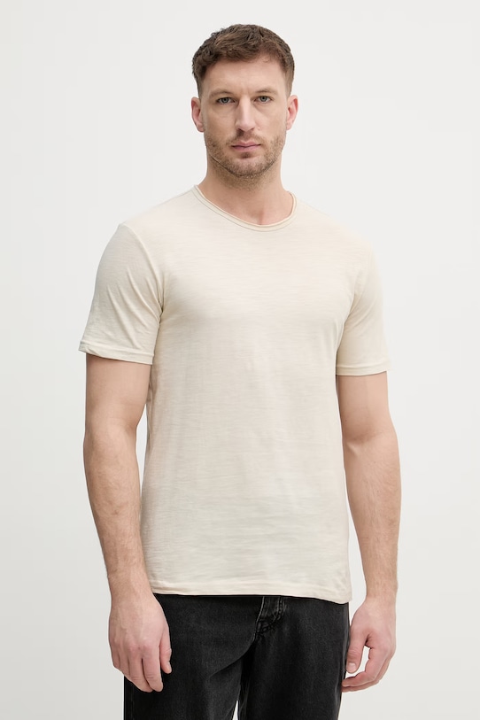 United Colors of Benetton t-shirt męski bawełniany beżowy 3N78U10C2