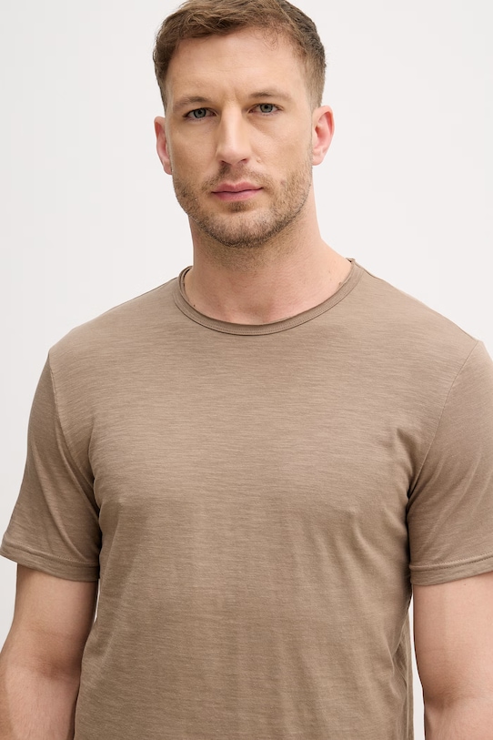 United Colors of Benetton t-shirt męski bawełniany brązowy 3N78U10C2