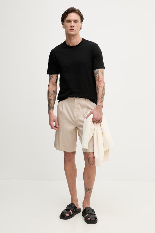 United Colors of Benetton t-shirt męski bawełniany 3N78U10C2 czarny SS26