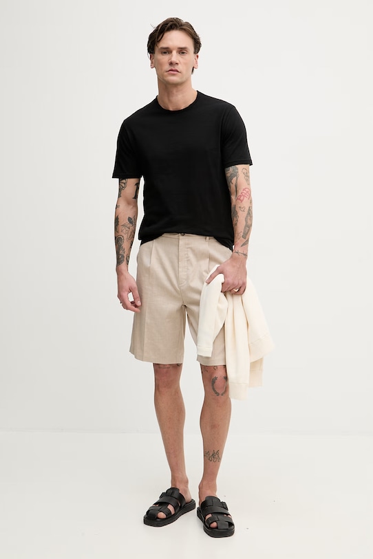 United Colors of Benetton t-shirt męski bawełniany 3N78U10C2 czarny SS26