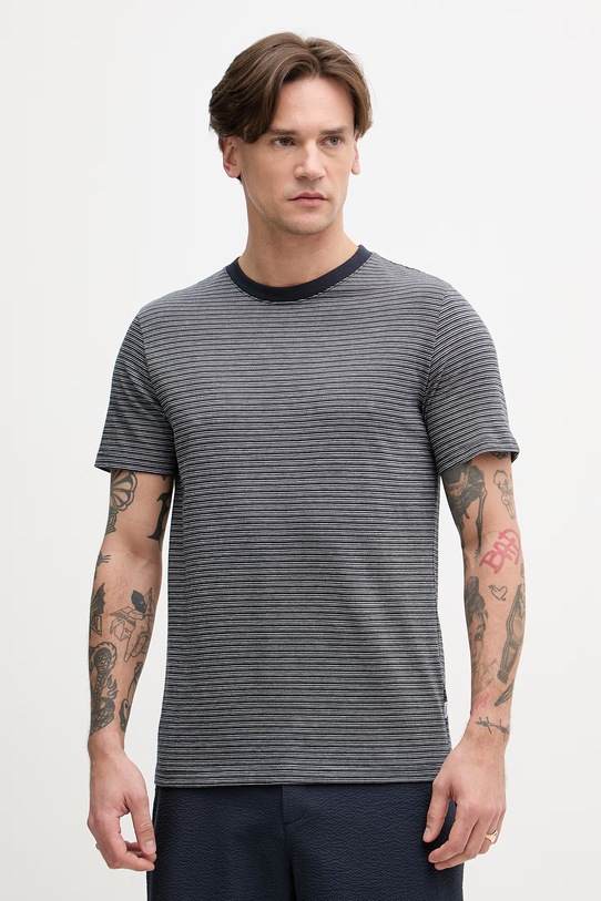 Lindbergh t-shirt męski bawełniany granatowy 30.400117