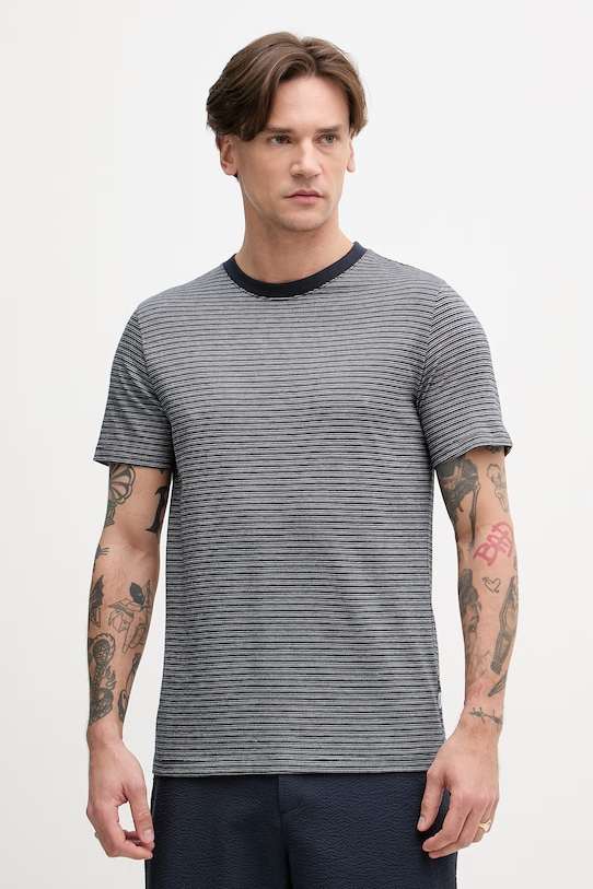 Lindbergh t-shirt męski bawełniany granatowy 30.400117