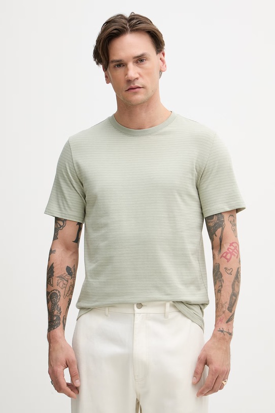 Lindbergh t-shirt męski bawełniany zielony 30.400117