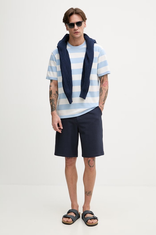 Lindbergh t-shirt bawełniany 30.400146 niebieski SS26