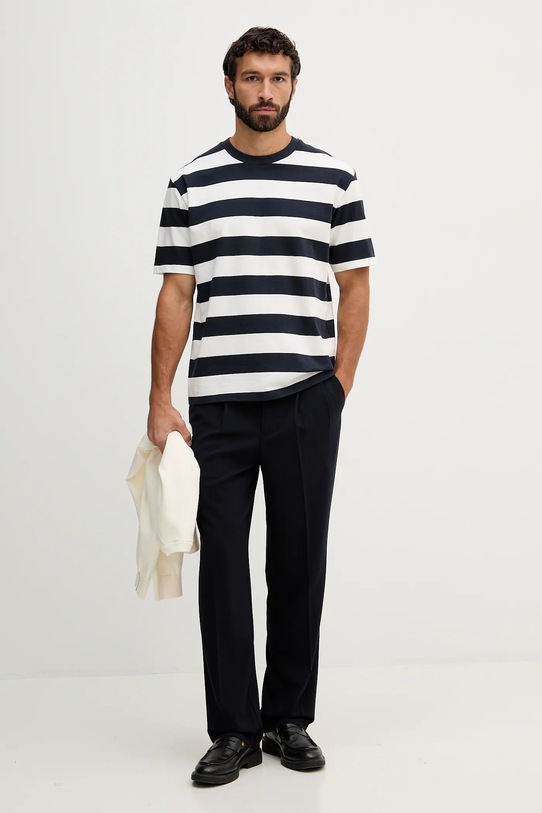 Lindbergh t-shirt bawełniany 30.400146 granatowy SS26