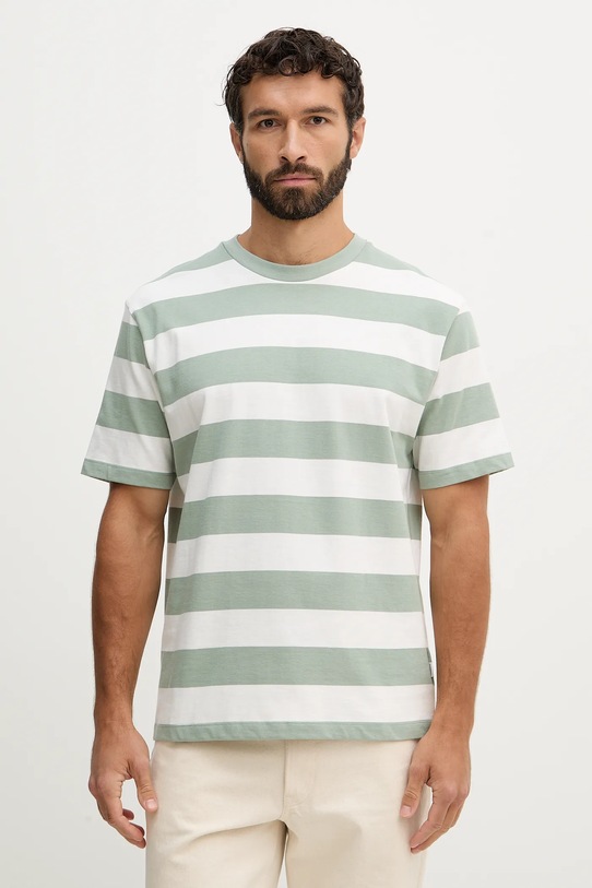 Lindbergh t-shirt bawełniany okrągły zielony 30.400146