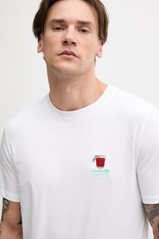 Lindbergh t-shirt męski bawełniany biały 30.400299