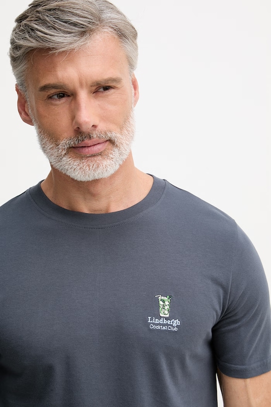 Lindbergh t-shirt męski bawełniany granatowy 30.400299