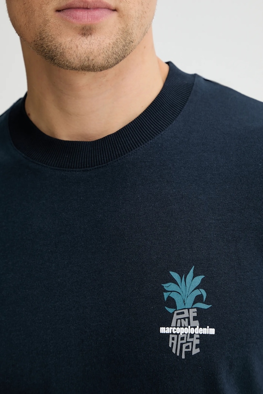 Bavlněné tričko Marc O'Polo 5000008133 námořnická modř