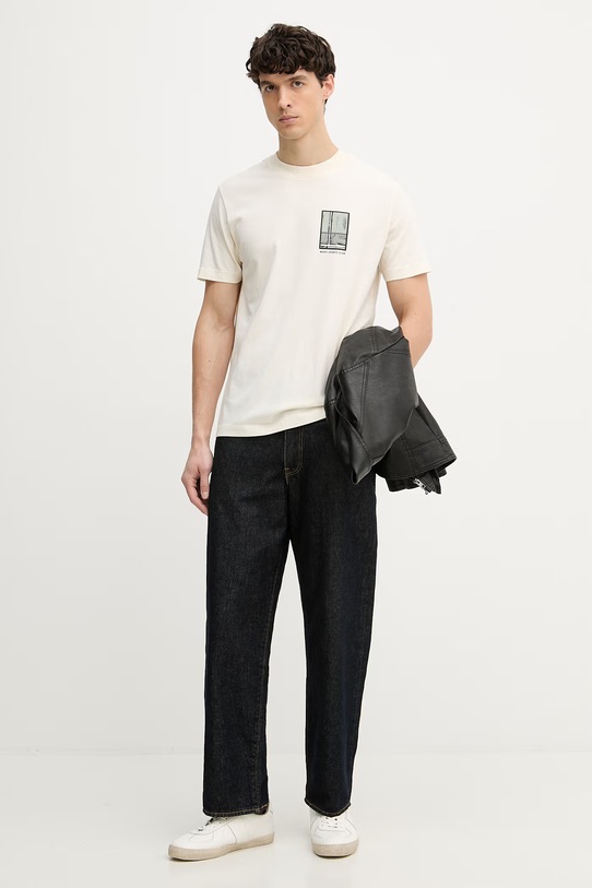 Marc O'Polo T-shirt basic męski bawełniany 5000008208 beżowy SS26