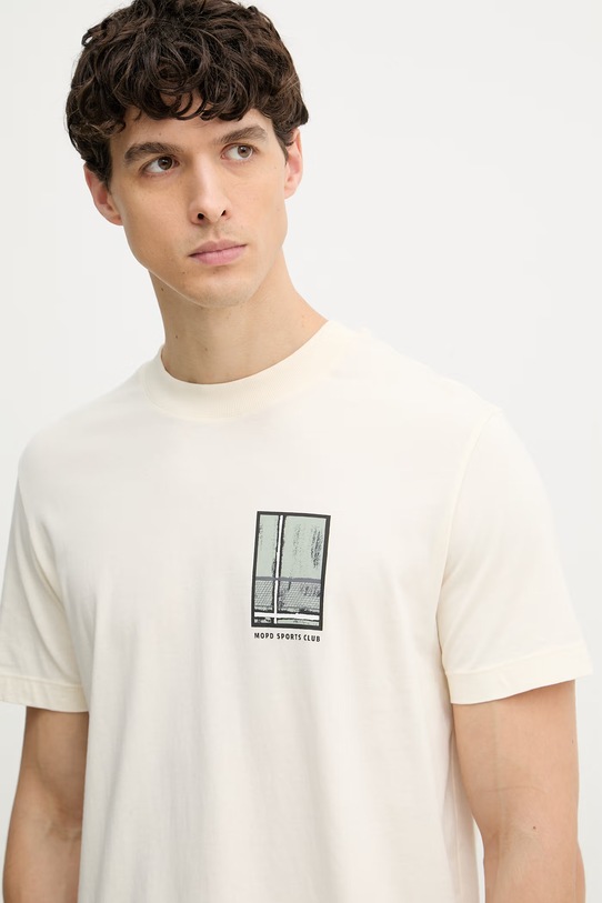 Marc O'Polo T-shirt basic męski bawełniany beżowy 5000008208