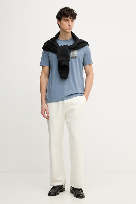 Marc O'Polo T-shirt basic męski bawełniany 5000008208 niebieski SS26