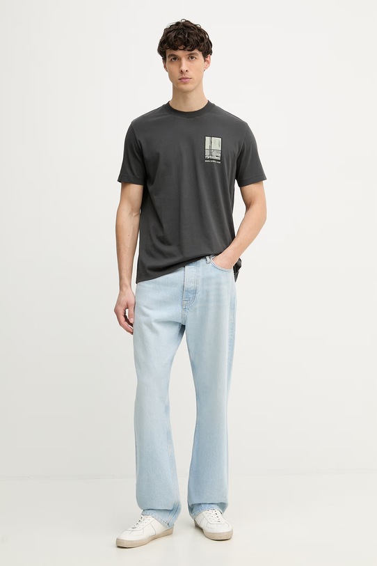 Marc O'Polo T-shirt basic męski bawełniany 5000008208 szary SS26