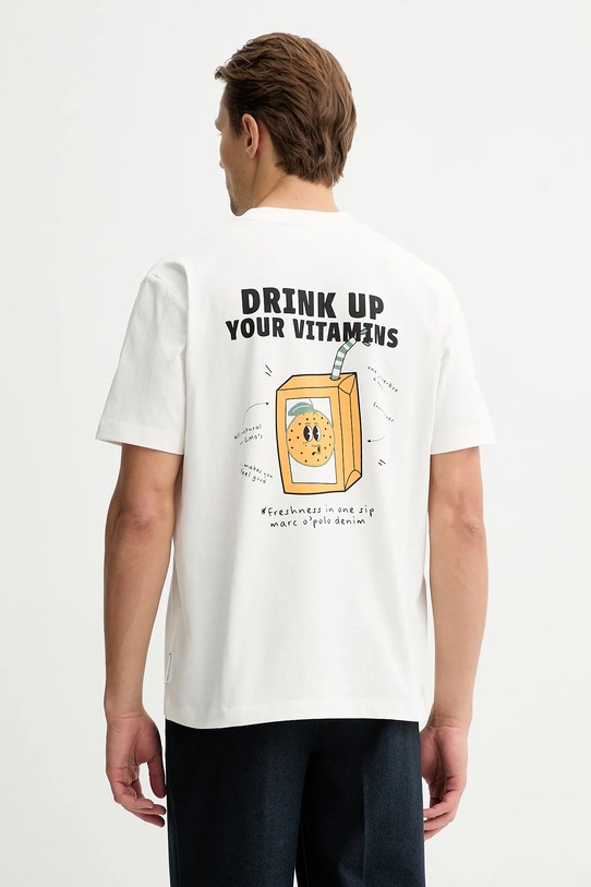 Marc O'Polo t-shirt bawełniany nadruk beżowy 5000010968