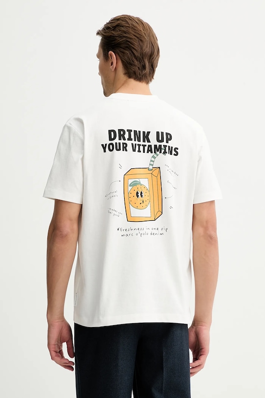 Marc O'Polo t-shirt bawełniany nadruk beżowy 5000010968