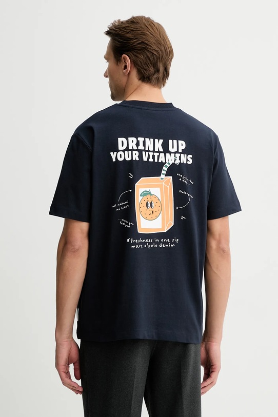 Marc O'Polo t-shirt bawełniany nadruk granatowy 5000010968