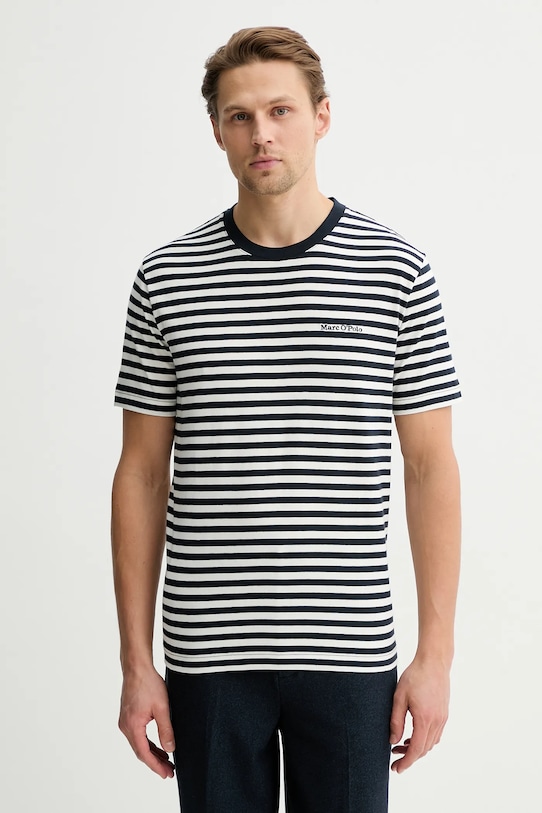 Marc O'Polo t-shirt bawełniany wzorzyste granatowy 5000012687