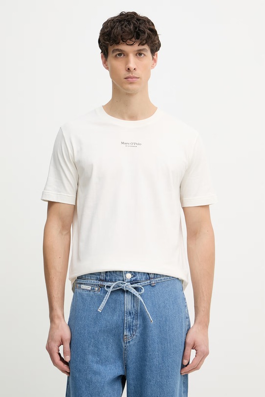 Marc O'Polo T-shirt męski bawełniany beżowy 5000012689