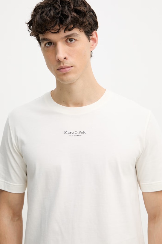 Marc O'Polo T-shirt męski bawełniany beżowy 5000012689