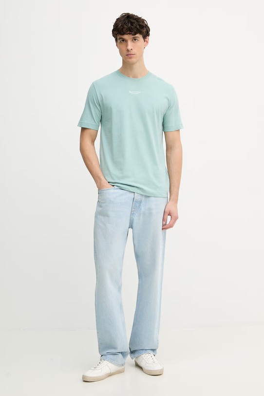 Marc O'Polo T-shirt męski bawełniany 5000012689 turkusowy SS26