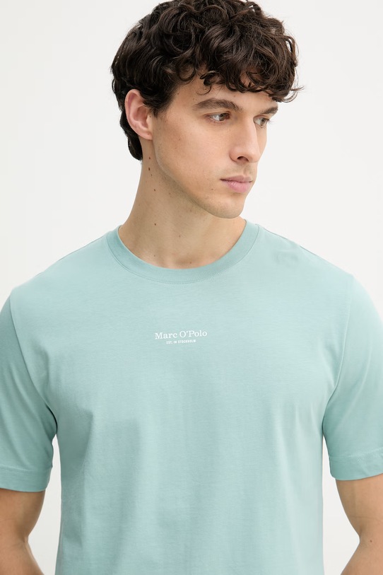 Marc O'Polo T-shirt męski bawełniany turkusowy 5000012689