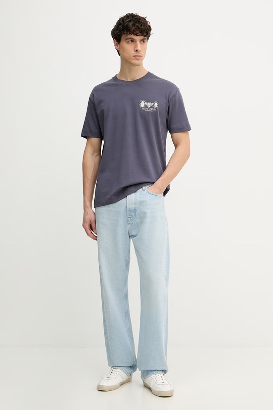 Marc O'Polo T-shirt męski bawełniany 5000012705 fioletowy SS26