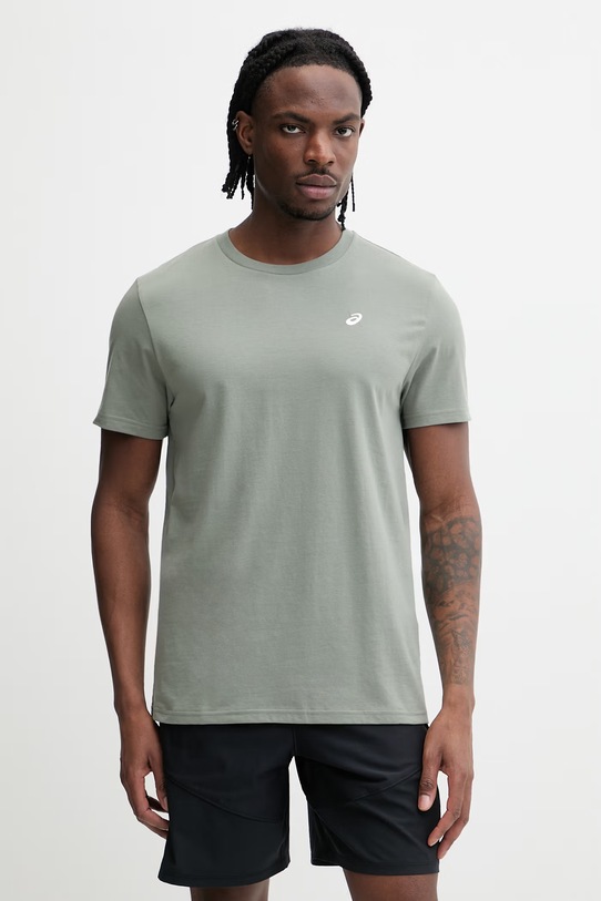 Asics t-shirt treningowy SPIRAL EMBROIDERY regular zielony 2031F458